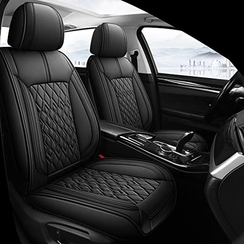 Leather Car Seat Covers Full Set (B-BLACK / FULL SET)