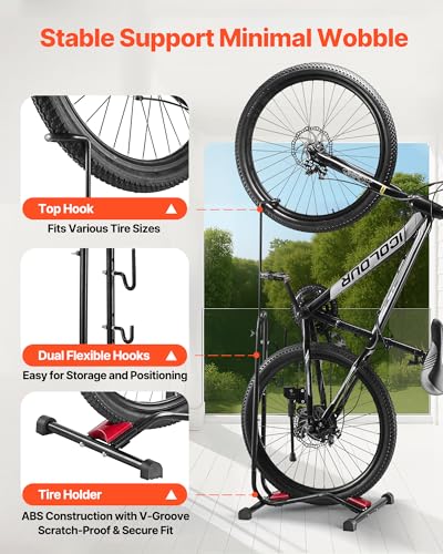 Bike Rack Upright Bike Stand Floor for 16 to 27.5 Inch Mountain & Road Bikes