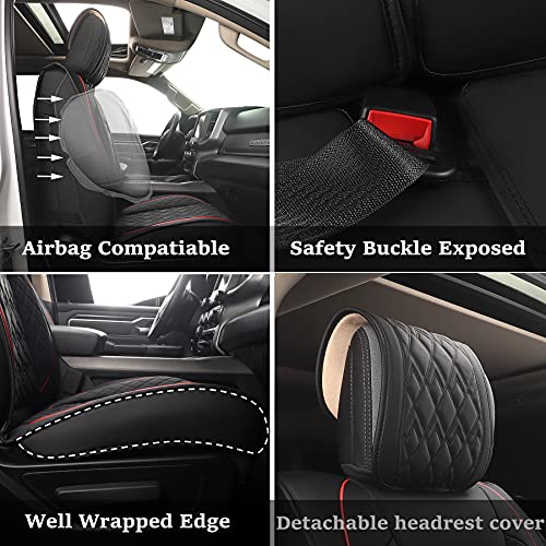 Car Seat Covers for Dodge Ram 2 Pcs Front (2 PCS Front,Black/Red)