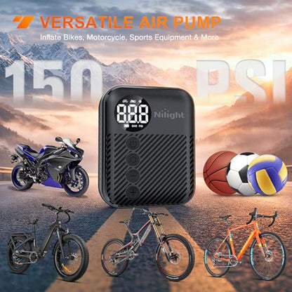 Mini Bike Pump with Gauge 150PSI Presta & Schrader Valve (Mini Bike Pump)