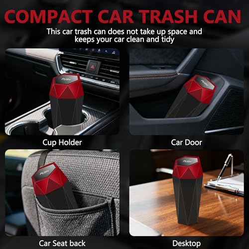 Car Trash Can with Lid (Red-1Pc)