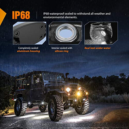 4PCS White LED Rock Lights Underglow Wheel Well Pods (White / 4Pcs Pods)