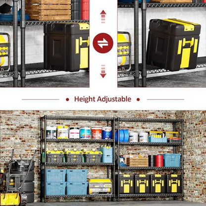 4 Tier Metal Garage Shelving (4 Tier, 17.7" D x 59.1" W x 70.9" H / Black)