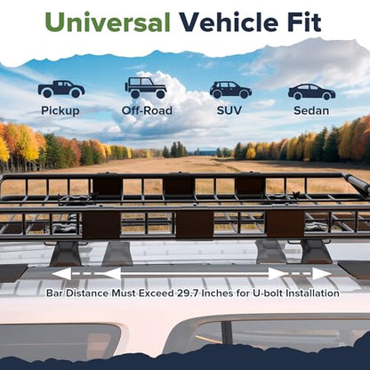 54" x 39" x 5" Roof Rack Cargo Basket with Bag (54" Cargo Rack W/Bag, Net, 2 Straps)