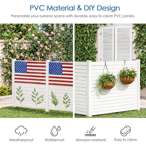 50" W x 48" H Outdoor Privacy Screen with Aluminum Posts (White/3Panels)