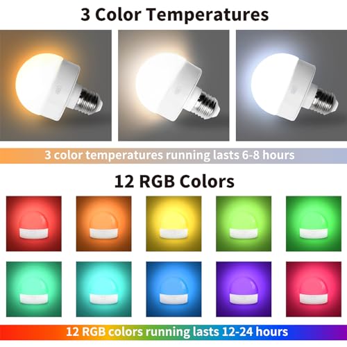 E26 Magnetic Rechargeable Light Bulbs with Remote (2000mAH-4PK)
