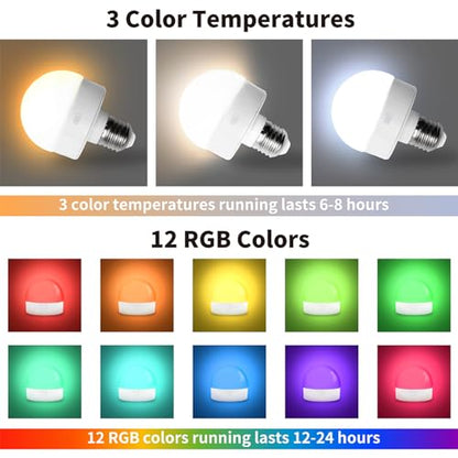 E26 Magnetic Rechargeable Light Bulbs with Remote (2000mAH-4PK)