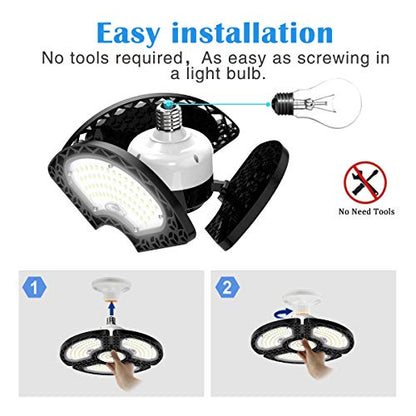 LED Garage Light 80W Deformable LED Ceiling Lights 12000 Lumens Led Shop Lights for Garage
