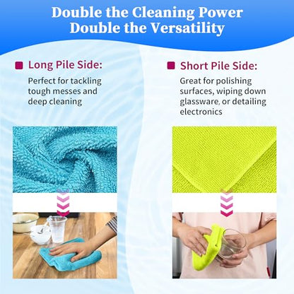Microfiber Cleaning Cloth (24pk / 3 Colors Assorted)