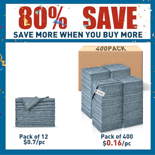 Gray Microfiber Cleaning Cloths Bulk Pack (Grey / 400 Pack)