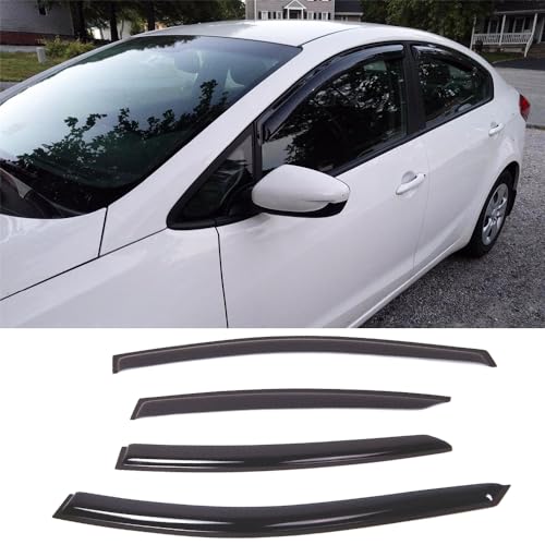 Window Visors Dark Smoke Rain Guards for 2014 (2014-2018 forte Sedan K3)