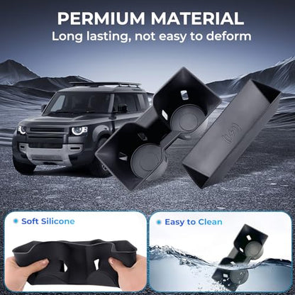 Cup Holder Insert & Wireless Charging Protective Mat for Land Rover Defender 90 (Cup Holder for 2025-2026 Defender 90/110/130)
