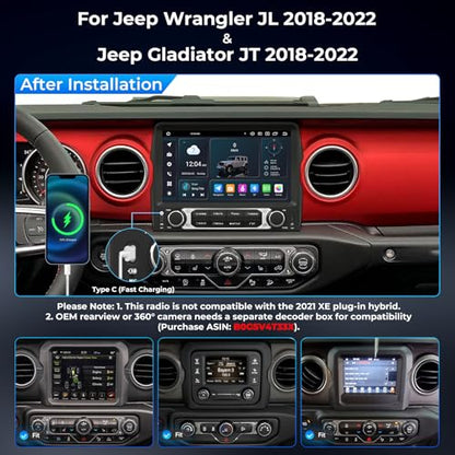 9" Car Radio Stereo for Jeep Wrangler JL & Gladiator JT 2018
