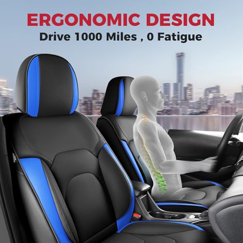 Car Seat Covers Full Set (Black Blue / 5 Pcs Full Set)