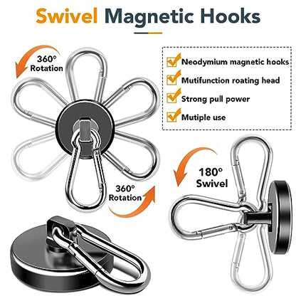 Magnetic Hooks Heavy Duty 110LBS+ Strong Neodymium Magnets