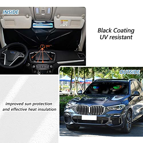 Cat Eyes Car Windshield Sun Shade Umbrella Sun Visor Windshield Shade Sunshades Vehicle Cover for Most Vehicles Foldable Car Umbrella Sunshade Sun Visor Protector Cover (One Size / Cat Eyes)