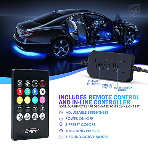 8Pcs Car RGB LED Strip Lights (8PCS Interior+Exterior)