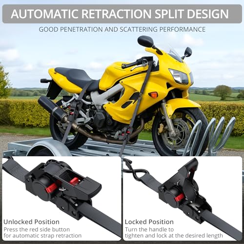 4 Pack Retractable Ratchet Straps (4 PCS)