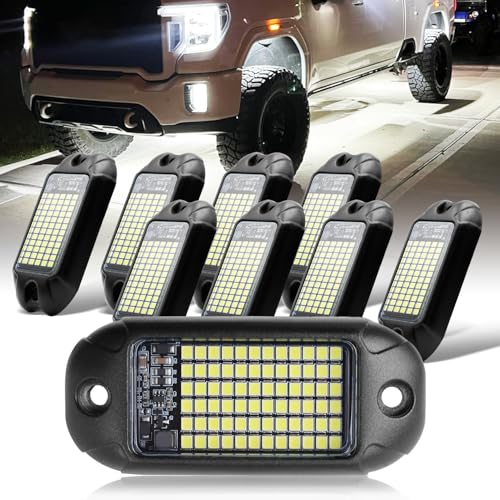8 Pods 6000K pure White Rock lights Aluminum 9 (Pure white rock lights - 8 pack)
