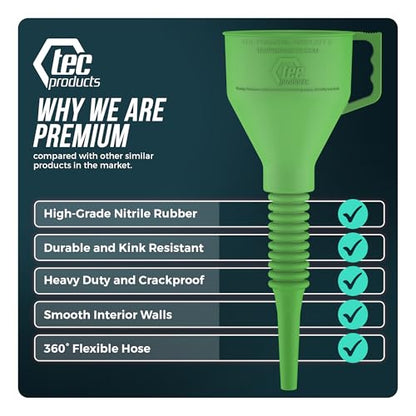 FlexAll Long Flexible Oil Change Funnel (Green / Large)