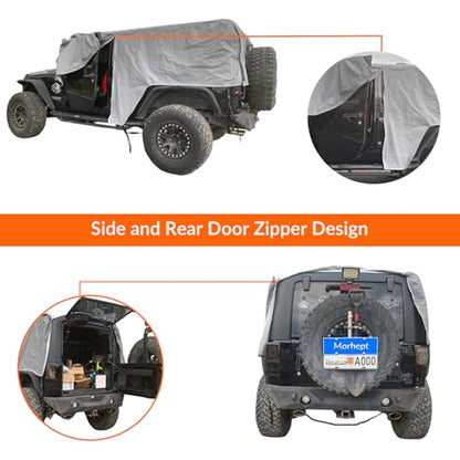 Waterproof Cab Cover for Jeep Wrangler JK JL 4 Door (Grey / Fit for Jeep Wrangler 4 Door)