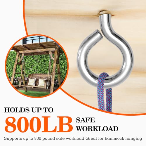 2Pcs Self Tapping Eyelet Screw Eye Bolt (M10-6 INCH)