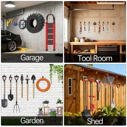 Garage Wall Hooks 14 Pack (Red / 14)