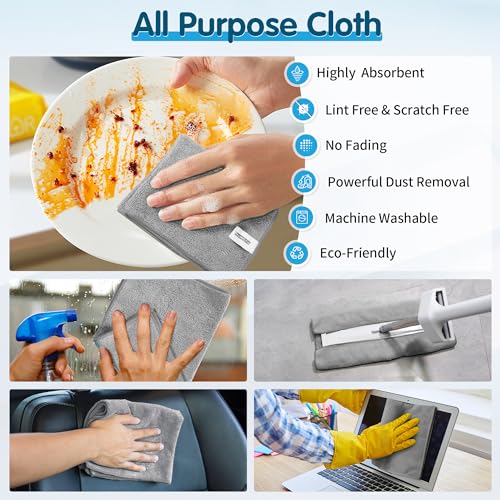 Grey Microfiber Cleaning Cloth (8pk / Grey)