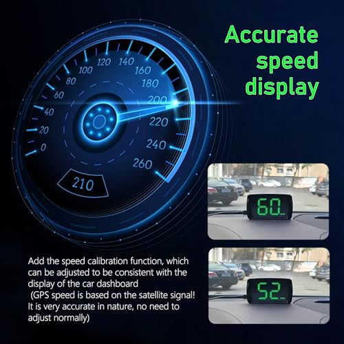 1 PC Speedometer HUD for Cars Trucks Motorcycles USB Plug & Play Digital MPH Speed Meter Head Up Display with Shading Plate Car Charger Adapter (Black)