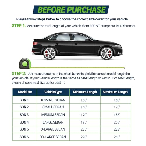 7 Layer All Weather Waterproof Car Cover for Sedan 171" (Sedan C3 171"-185")
