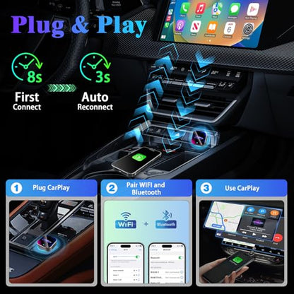 2026 Wireless CarPlay Adapter Upgrade Wired CarPlay to Wireless (Multicolor)