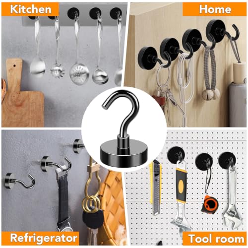 Magnetic Hooks 50LB+ Heavy Duty Magnet Hook for Cruise Cabins (Black / 4Pack-50LB)