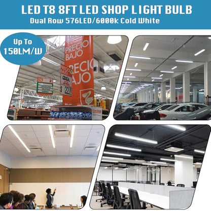 12 Pack Led Shop Lights (12PCS 8FT 2 Row Flat 6000K)