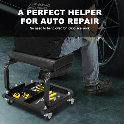 ATR6300B Rolling Creeper Garage (Creeper seat-250lbs-Black)