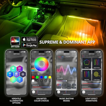 Aura DreamColor RGBIC Interior Car Lights with App & Remote (4 PCS Single Row)
