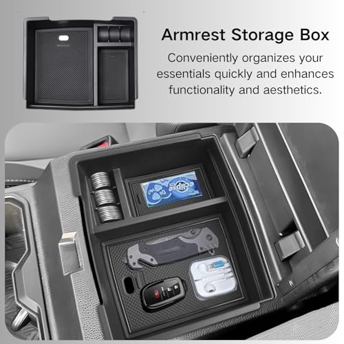 3PCS Center Console Organizer Compatible with Toyota Tacoma 2026 2025 2024 Accessories Middle Console Organizer Interior Armrest Insert Tray Hidden Storage Box Secret Compartment (Black 3PCS)