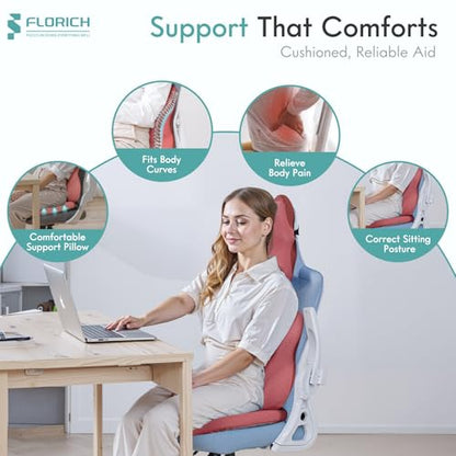 Car Seat Cushion and Lumbar Support Pillow for Office Chair Car (Red / 3 Pieces)