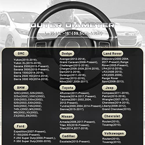 Car Steering Wheel Cover for F150 Tundra Range Rover 15.5" (Large size[15 1/2''-16''] / Black and Gray)