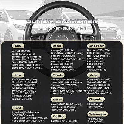 Car Steering Wheel Cover for F150 Tundra Range Rover 15.5" (Large size[15 1/2''-16''] / Black and Gray)