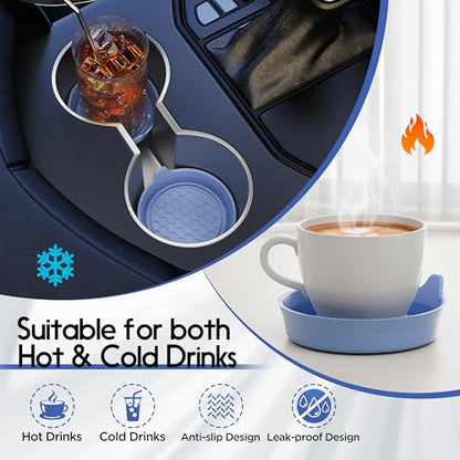 4 Pack Car Cup Coaster Silicone Spill (Gray Blue Solid / 4 Pack)
