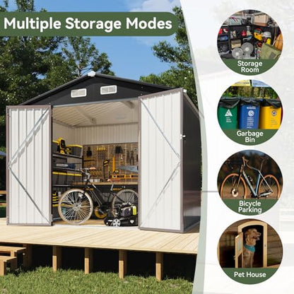 8x6 FT Shed Outdoor Storage Shed (Brown / 8'x6')