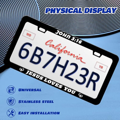 John 3 16 Jesus Loves You License Plate Frame Daisies 6x12 Inch 2 (John 3:16 Jesus Loves You)