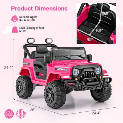 12V Kids Ride on Truck Car (Hot Pink)