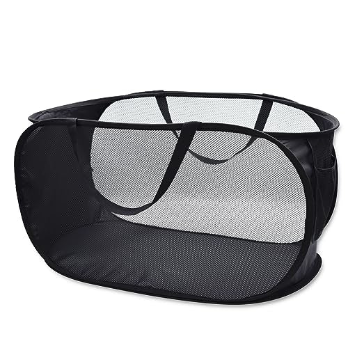Sturdy Mesh Laundry Hamper Basket Bag (Black / Pop Horizontal)