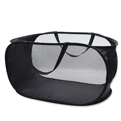 Sturdy Mesh Laundry Hamper Basket Bag (Black / Pop Horizontal)