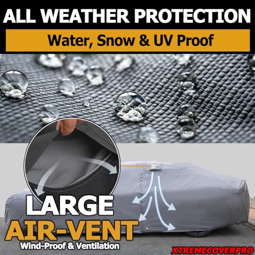All Weather Waterproof car Cover Easy Access Zipper Good for rain Snow uv Protection dust Compact SUV Explorer Wrangler Sorento Murano Outback 4Runner Venza XC70 Gray (SD - (See Size Chart) / GRAY)