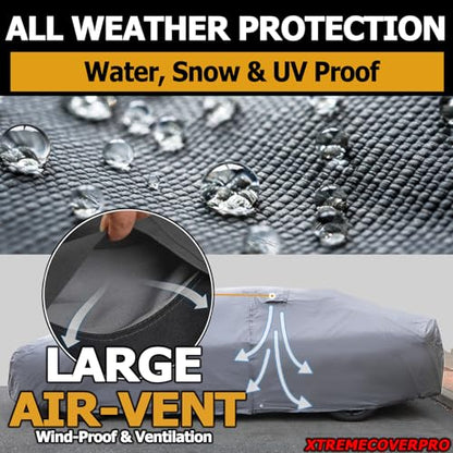 All Weather Waterproof car Cover Easy Access Zipper Good for rain Snow uv Protection dust Compact SUV Explorer Wrangler Sorento Murano Outback 4Runner Venza XC70 Gray (SD - (See Size Chart) / GRAY)