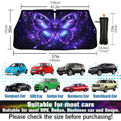 Butterfly Eye Car Windshield Sun Shade Umbrella Sunshade Block UV Rays Sun Visor Protector Auto Windshield Sunshade to Keep Vehicle Cool for Cars Trucks & Suvs 57 X 30 in (57'' X 30'' / JSDK-56A)