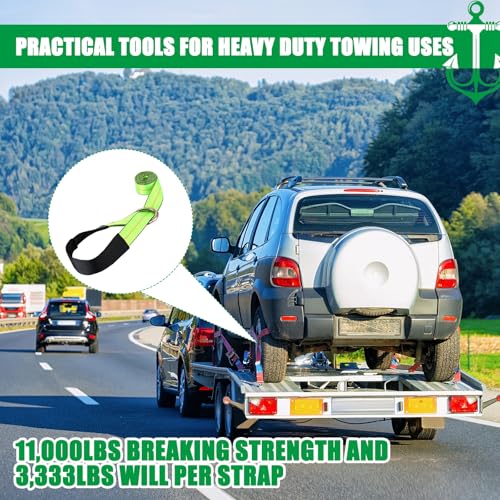 8 Pack Lasso Tow Truck Straps with D Ring 11 (2" X 8 ft)