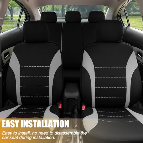 Polyester Full Car Seat Cover Set with Sponge Padding (Gray/Black)
